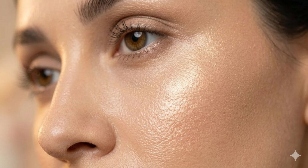 highlighter on cheekbones