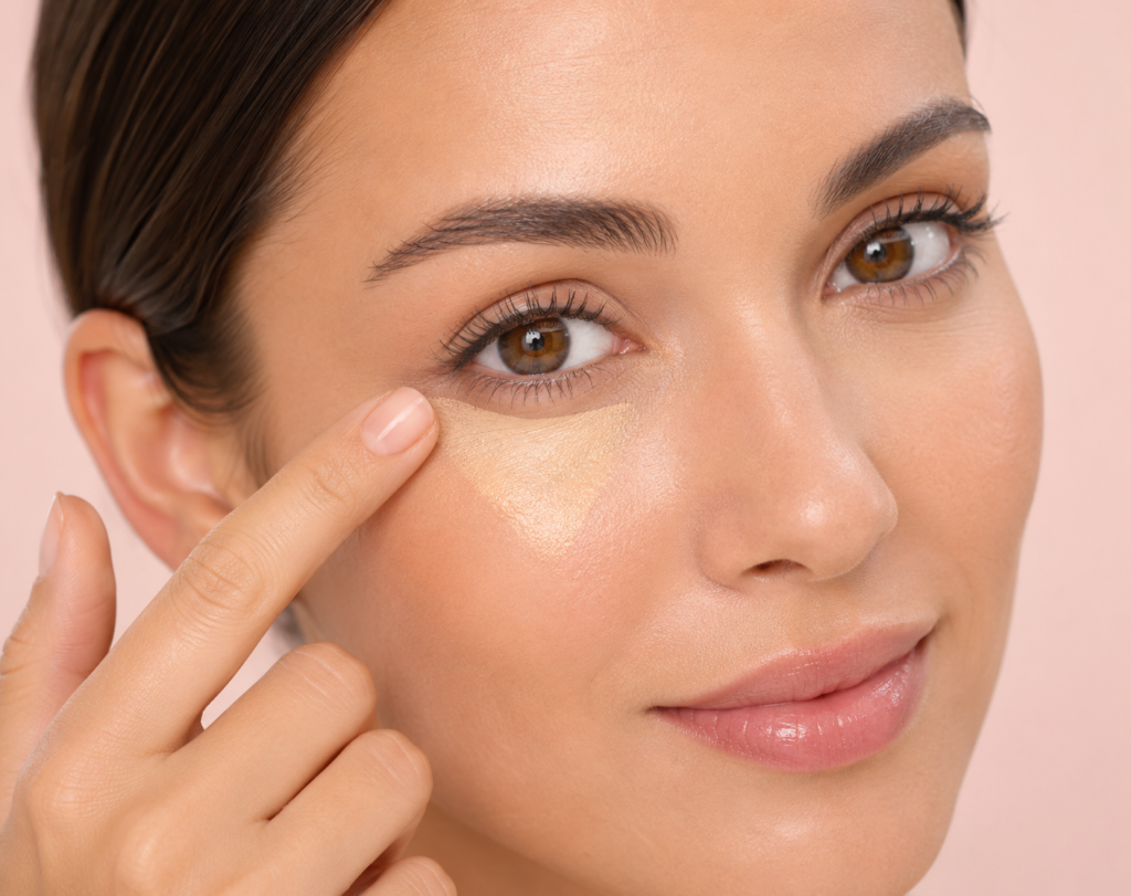 under eye concealer application tutorial for brightening